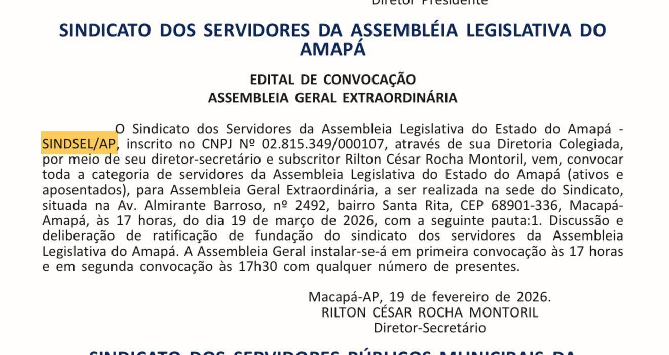CONVOCAÇÃO OFICIAL: ASSEMBLEIA GERAL EXTRAORDINÁRIA